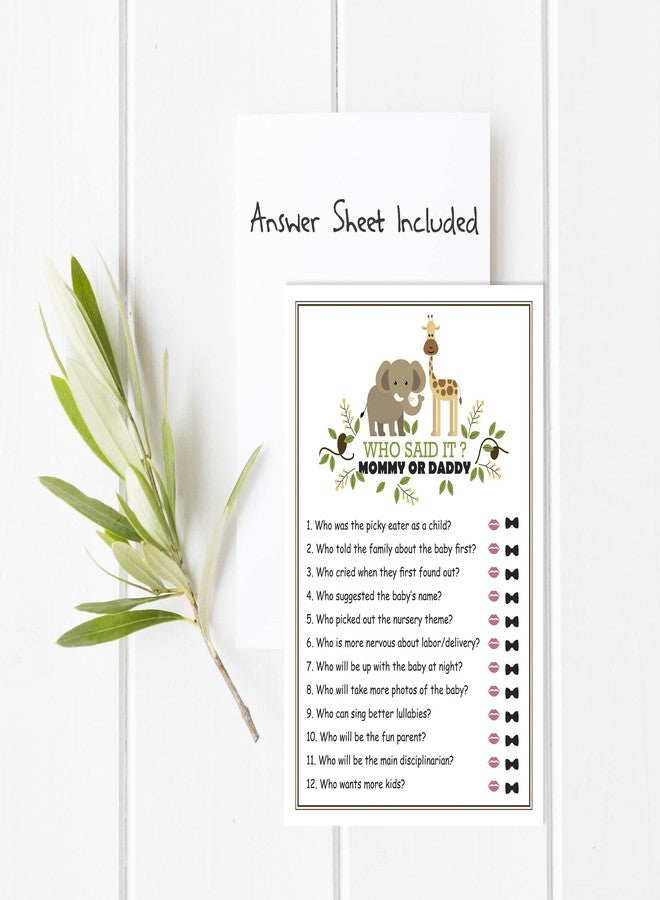 Inkdotpot لعبة "من قالها؟" من إنك دوت بوت، لعبة مسلية لحفلات استقبال المولود الجديد، 50 ورقة، لعبة مناسبة للجنسين، بتصميم زرافة وفيل. - Image 4